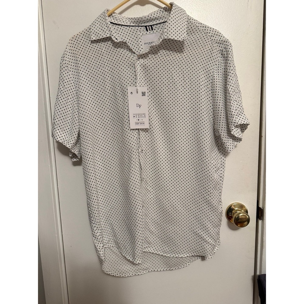 Men's Denim & Flower Button Down Shirt